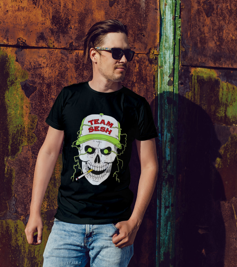Team Sesh Skull Smoking Bone Tour North America 2025 T-Shirt