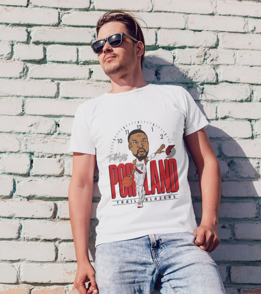 Portland Trail Blazers Cartoon Basketball Player Logo T-Shirt