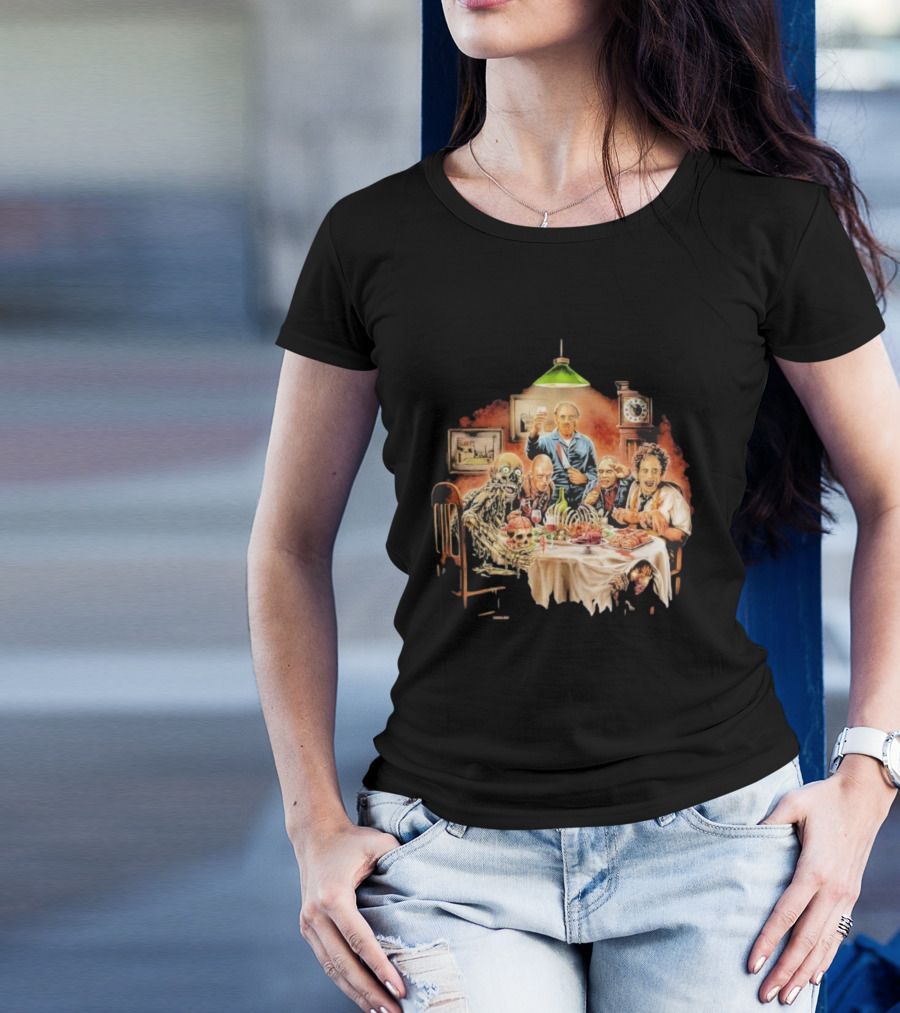 Cannibal Thanksgiving Horror Dinner With Skeletons And Monsters T-Shirt