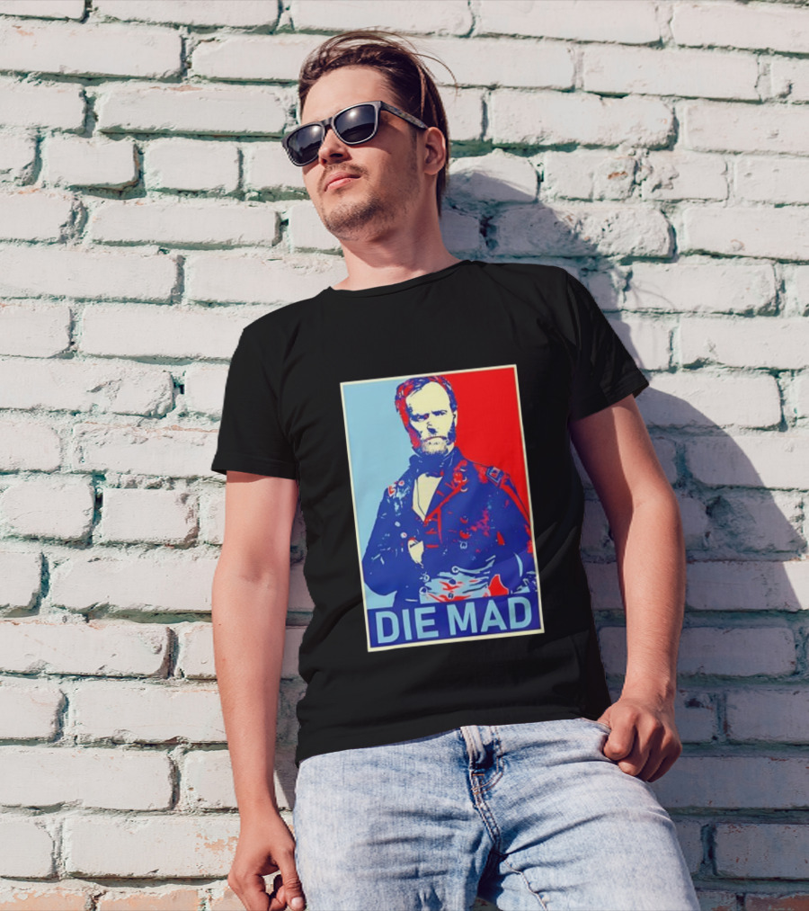 Die Mad Sherman Essential Bold Political Art Red Blue Portrait T-Shirt