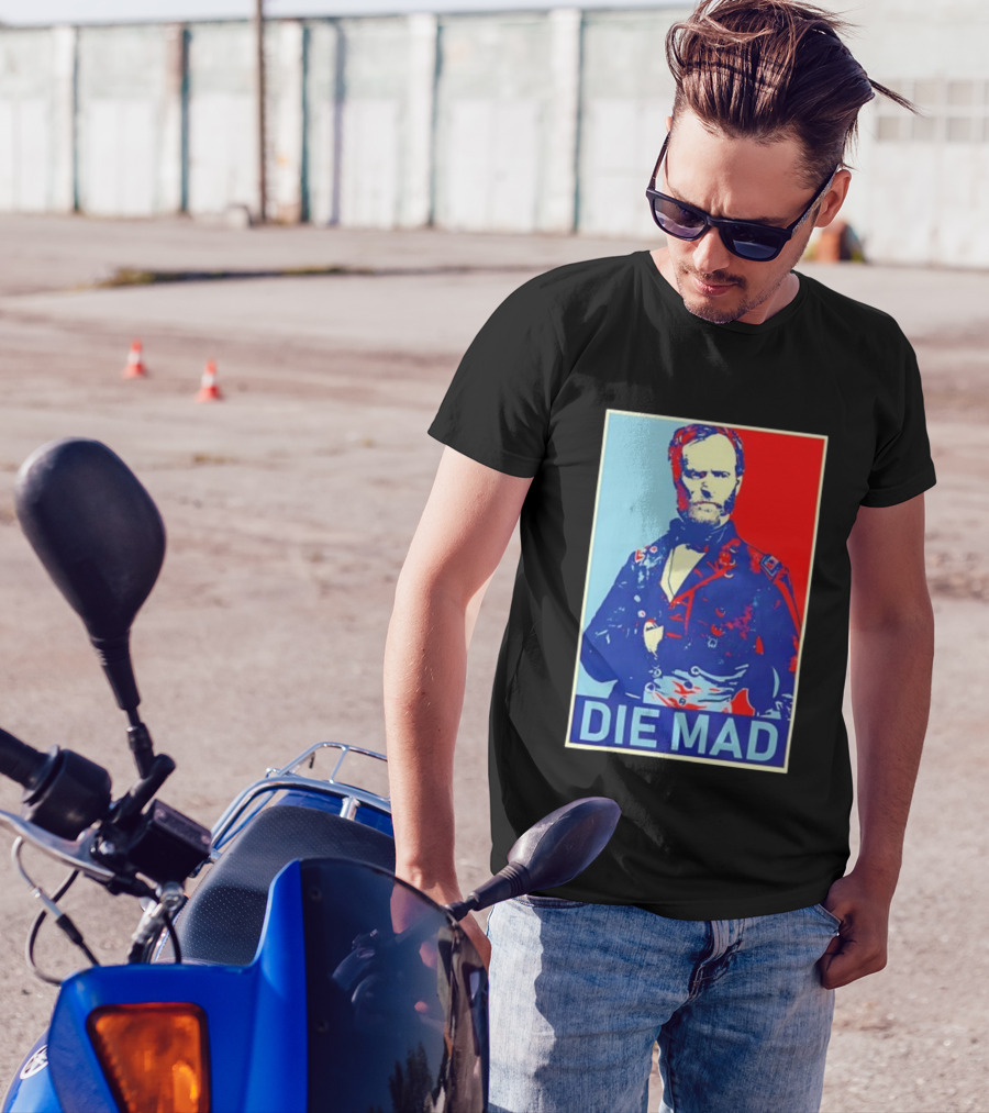 Die Mad Sherman Essential Bold Political Art Red Blue Portrait T-Shirt