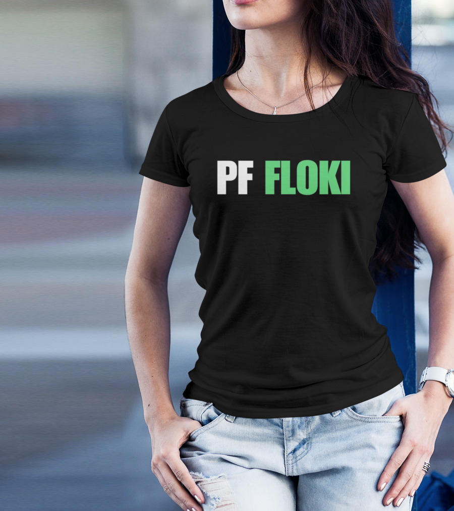 PF Floki Green And White Bold Text T-Shirt