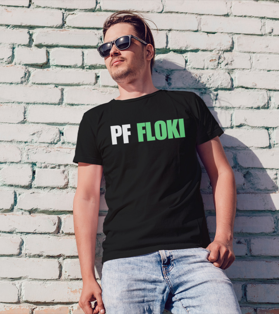 PF Floki Green And White Bold Text T-Shirt