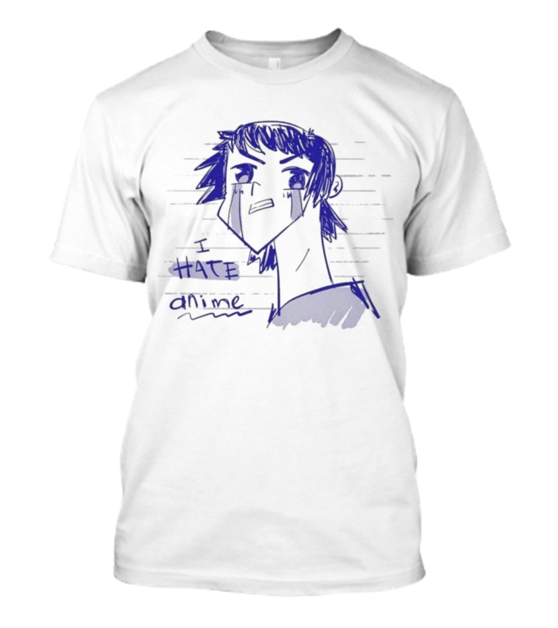 I Hate Anime Blue Sketch Jess Rojo T-Shirt