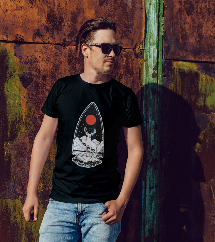 Black Rifle Coffee Deer Arrowhead Mountains And Night Sky T-Shirt