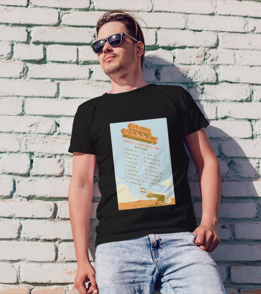 High Valley Paradise Hurricanes Tour 2026 March Dates Canada USA Locations T-Shirt