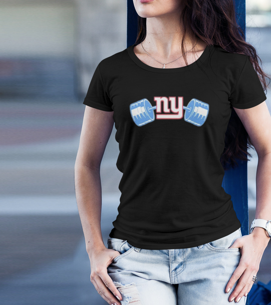 Daniel Jones New York Giants NY Barbell Icon T-Shirt