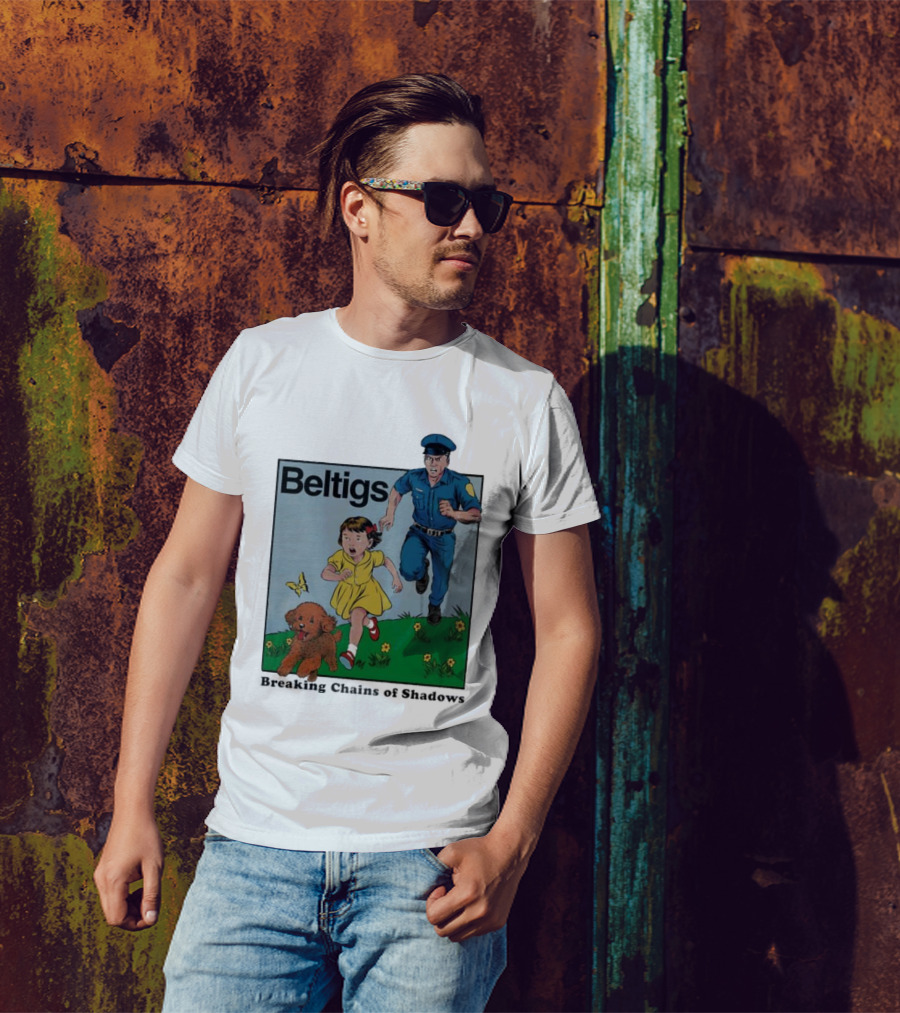 Beltigs Escape Run With Policeman Girl Dog And Butterfly T-Shirt