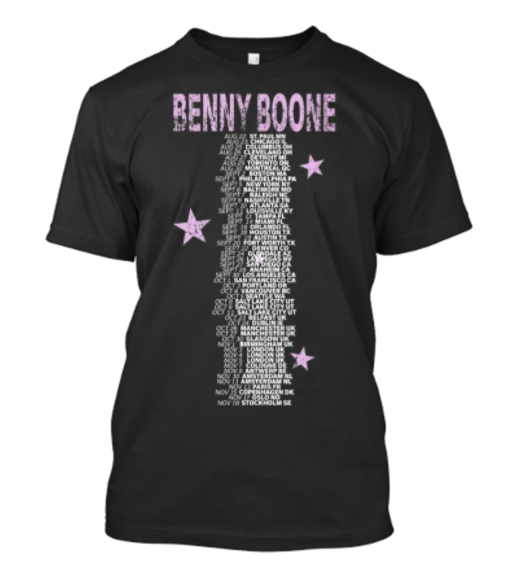 Brighter My Love Dateback Heart Pink Stars T-Shirt