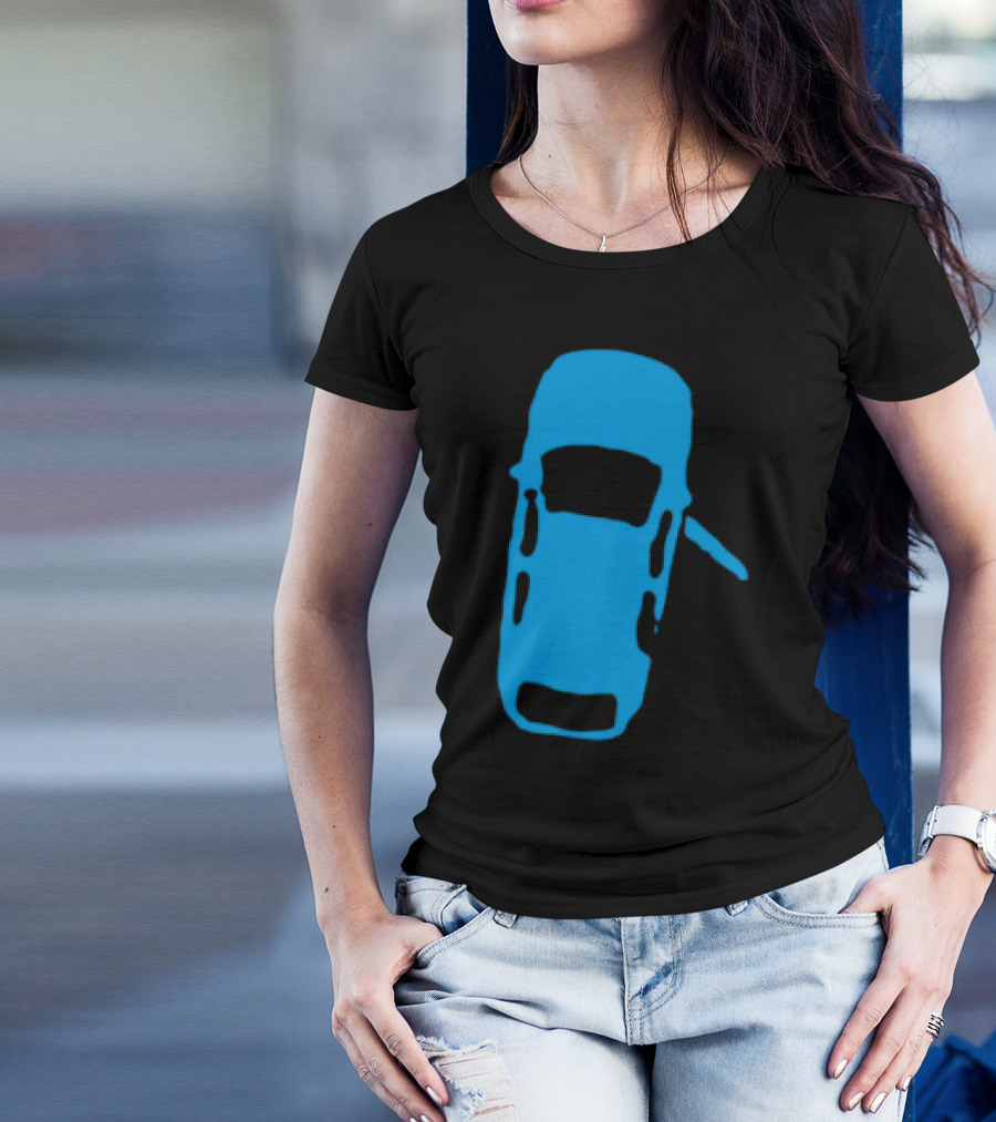 Door Ajar Blue Car Overhead Angle Vintage Style T-Shirt