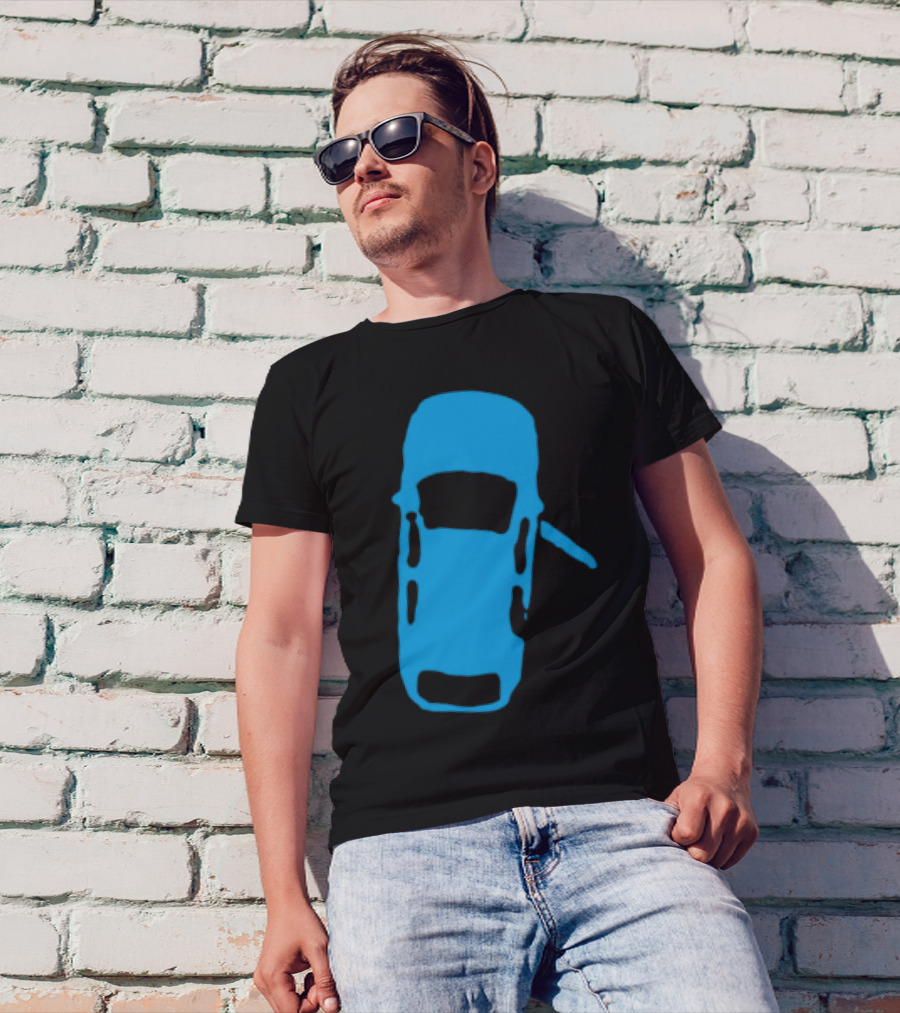 Door Ajar Blue Car Overhead Angle Vintage Style T-Shirt