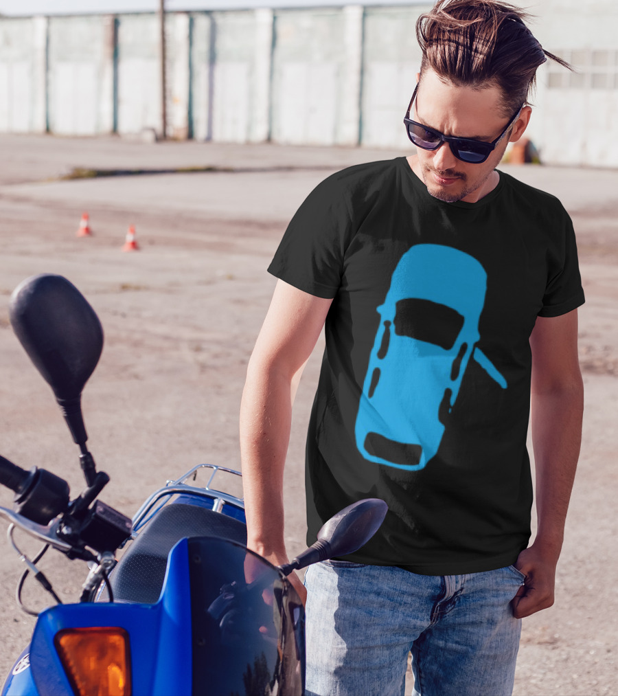 Door Ajar Blue Car Overhead Angle Vintage Style T-Shirt