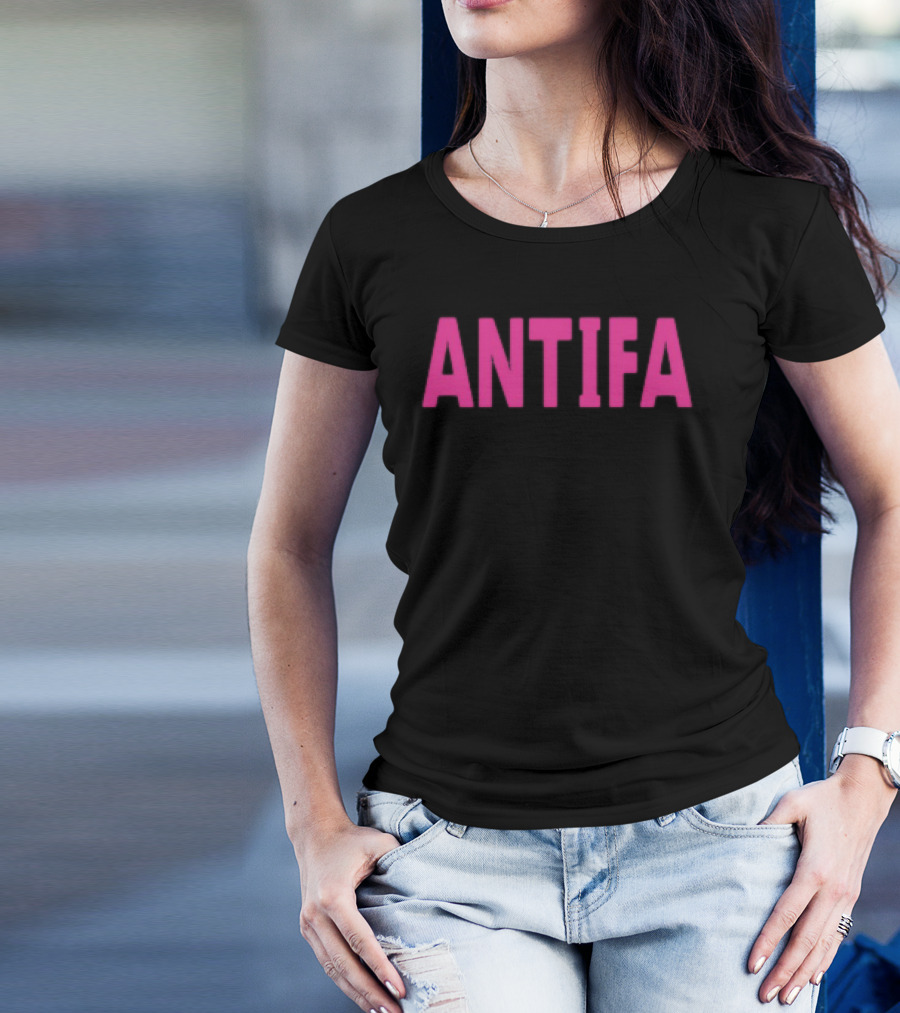 ANTIFA Bold Pink Text Carrie Milburn T-Shirt