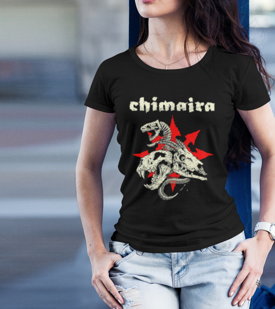 Chimaira Skull Chimairaband Red Star Three-Headed Creature T-Shirt
