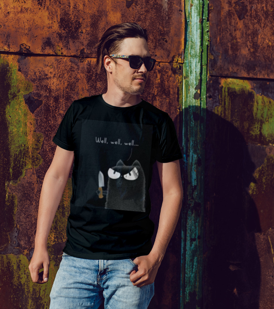 Well Well Well Black Cat With Knife Limited Purrinink T-Shirt