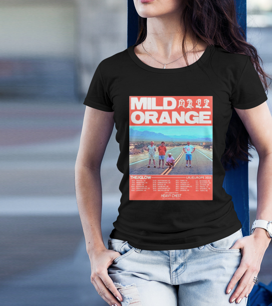 Mild Orange The Glow Tour UK Europe 2025 Dates Heavy Chest Support T-Shirt