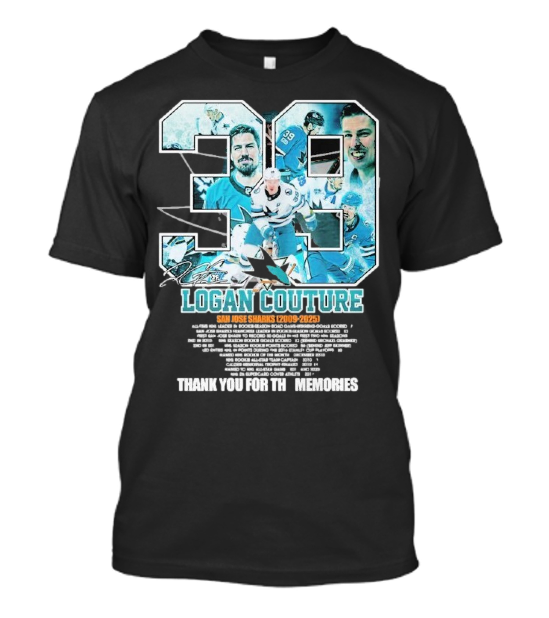 Logan Couture San Jose Sharks 2009 2025 Hockey Memories Thank You T-Shirt