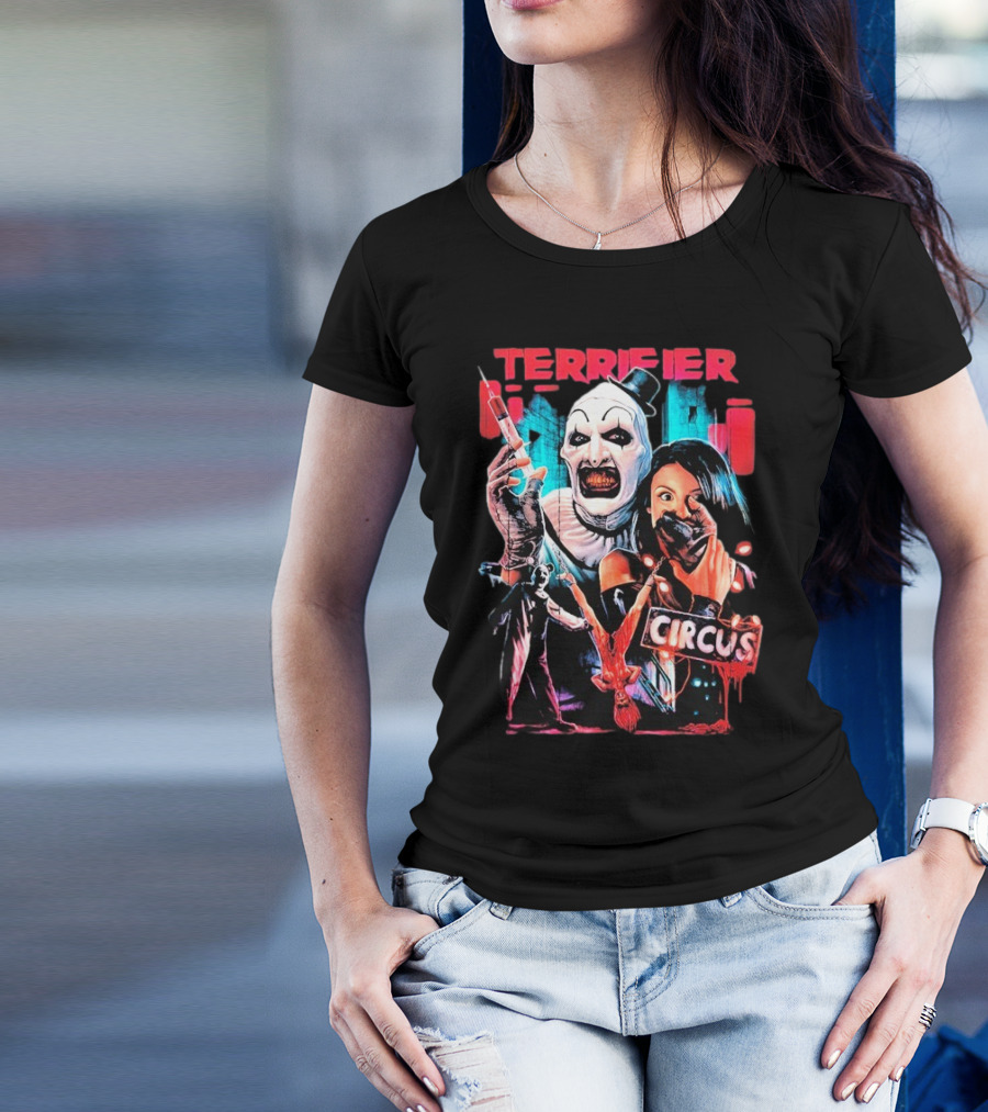 Terrifier Circus Horror Clown Costume And Horror Movie Imagery T-Shirt