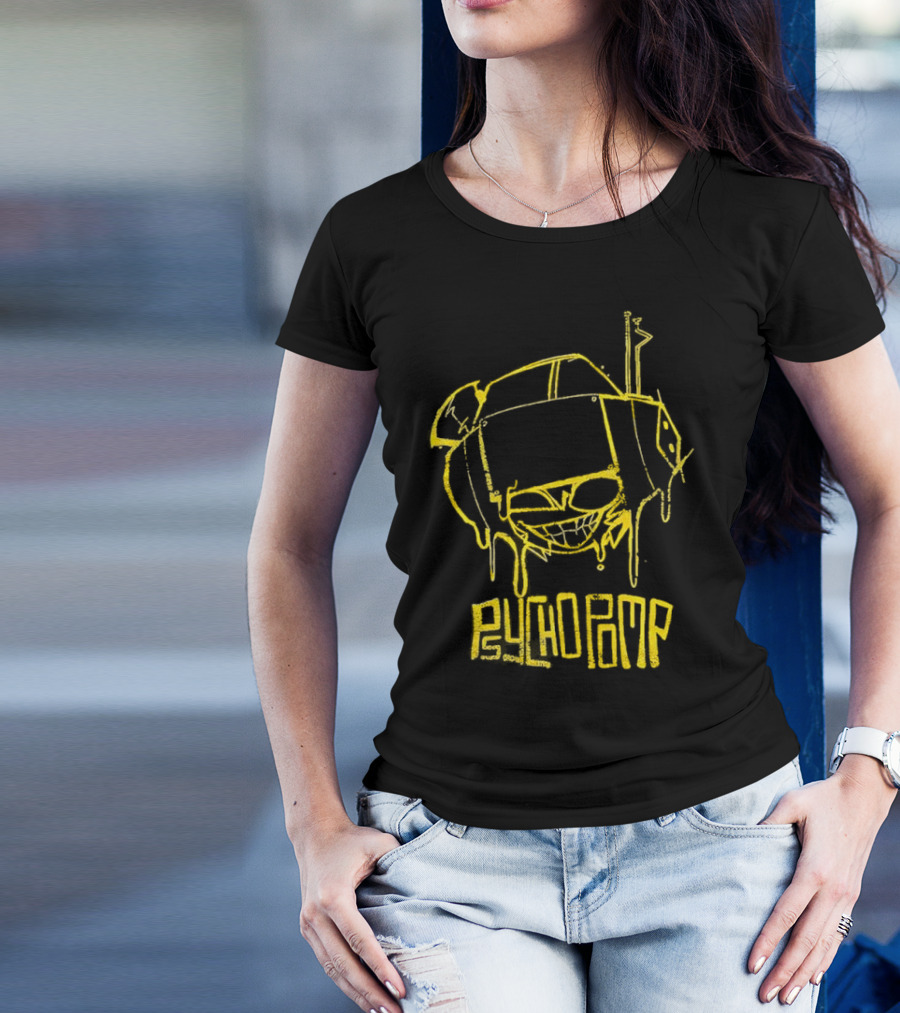 Psychedelic Psychopomp Melting Skeleton Face With Dripping Yellow Outline T-Shirt