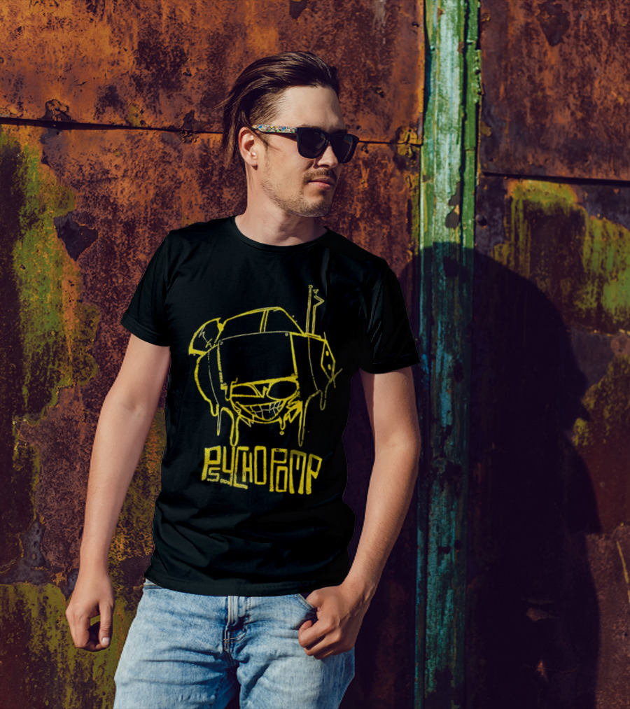 Psychedelic Psychopomp Melting Skeleton Face With Dripping Yellow Outline T-Shirt