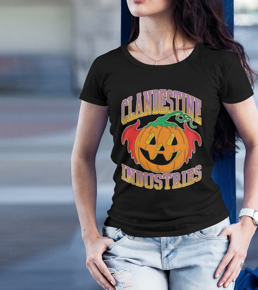 Clandestine Industries Halloween Bat Pumpkin T-Shirt