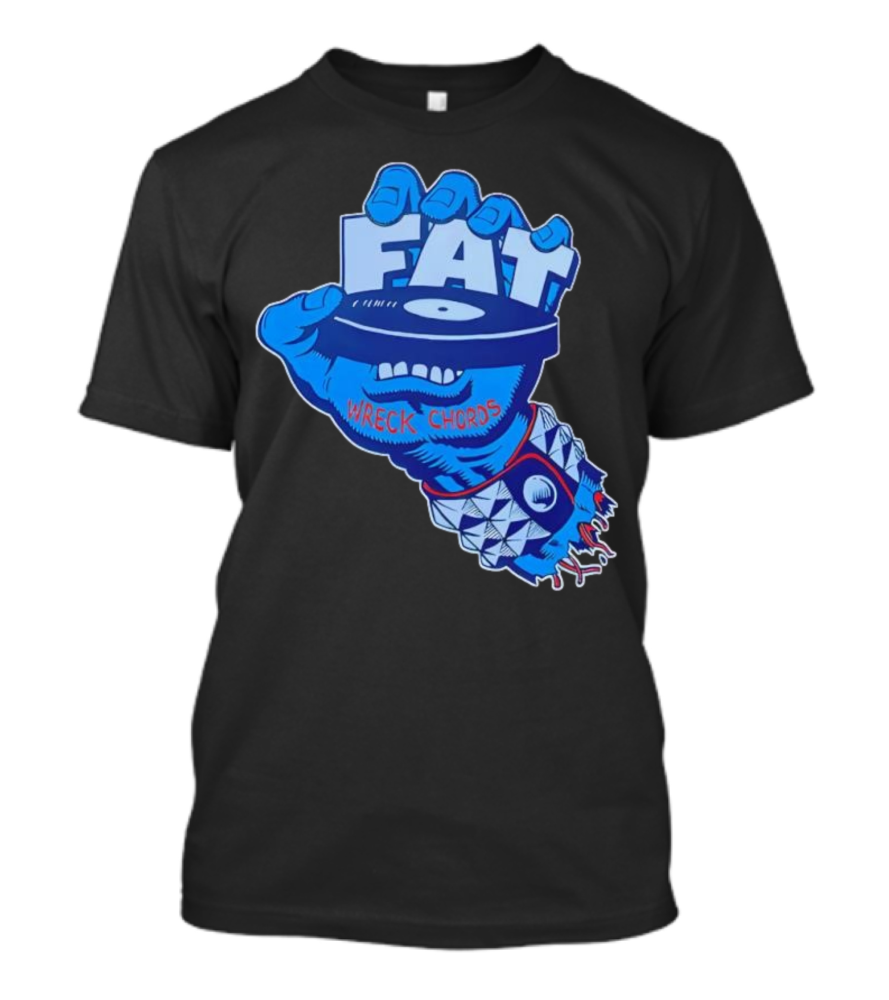 Fat Wreck Chords Blue Zombie Hand Record Design T-Shirt