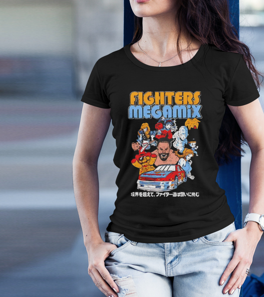 Fighters Megamix 1996 Video Game Classic Characters And Car Japan Edition T-Shirt