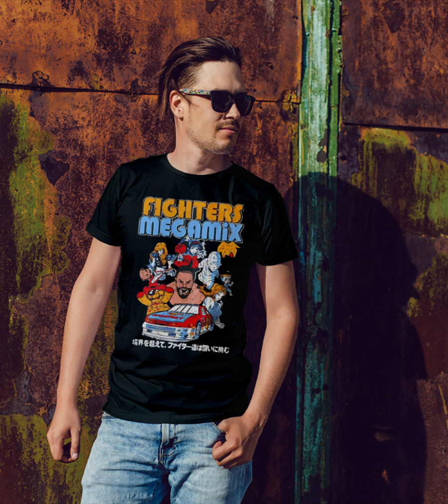 Fighters Megamix 1996 Video Game Classic Characters And Car Japan Edition T-Shirt