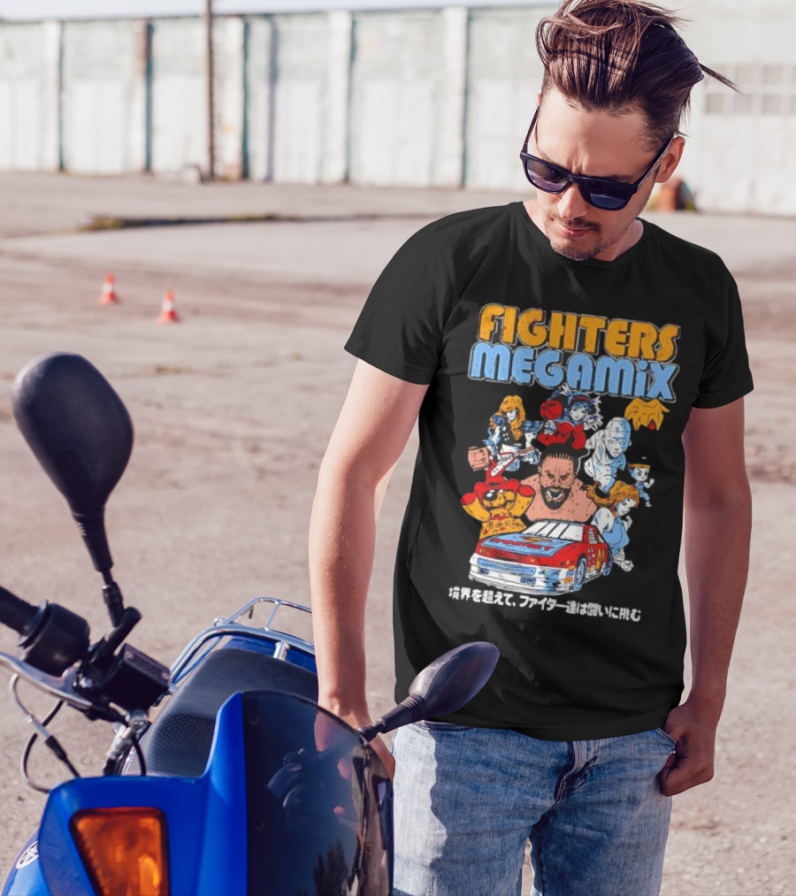 Fighters Megamix 1996 Video Game Classic Characters And Car Japan Edition T-Shirt