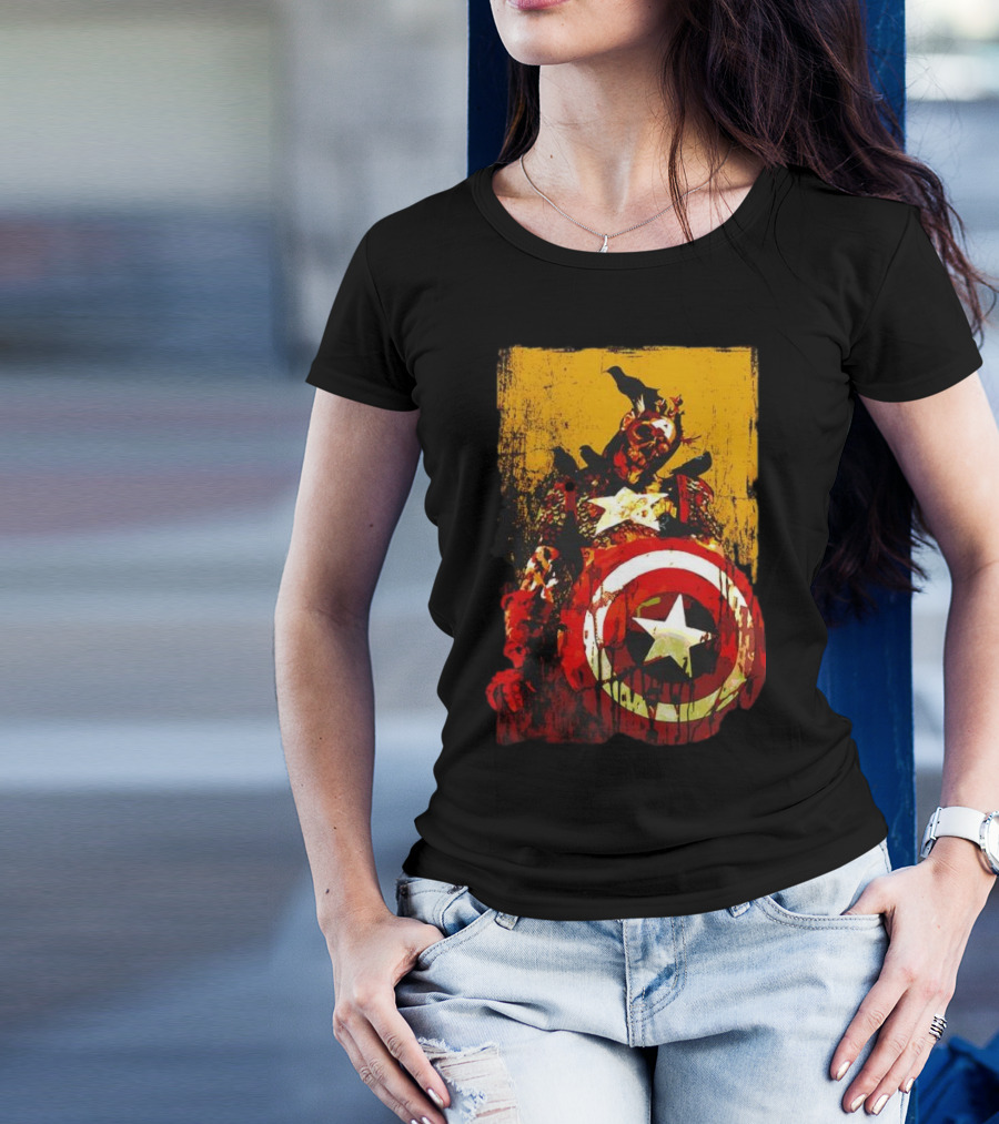 Marvel Zombies Captain America With Crows And Shield T-Shirt
