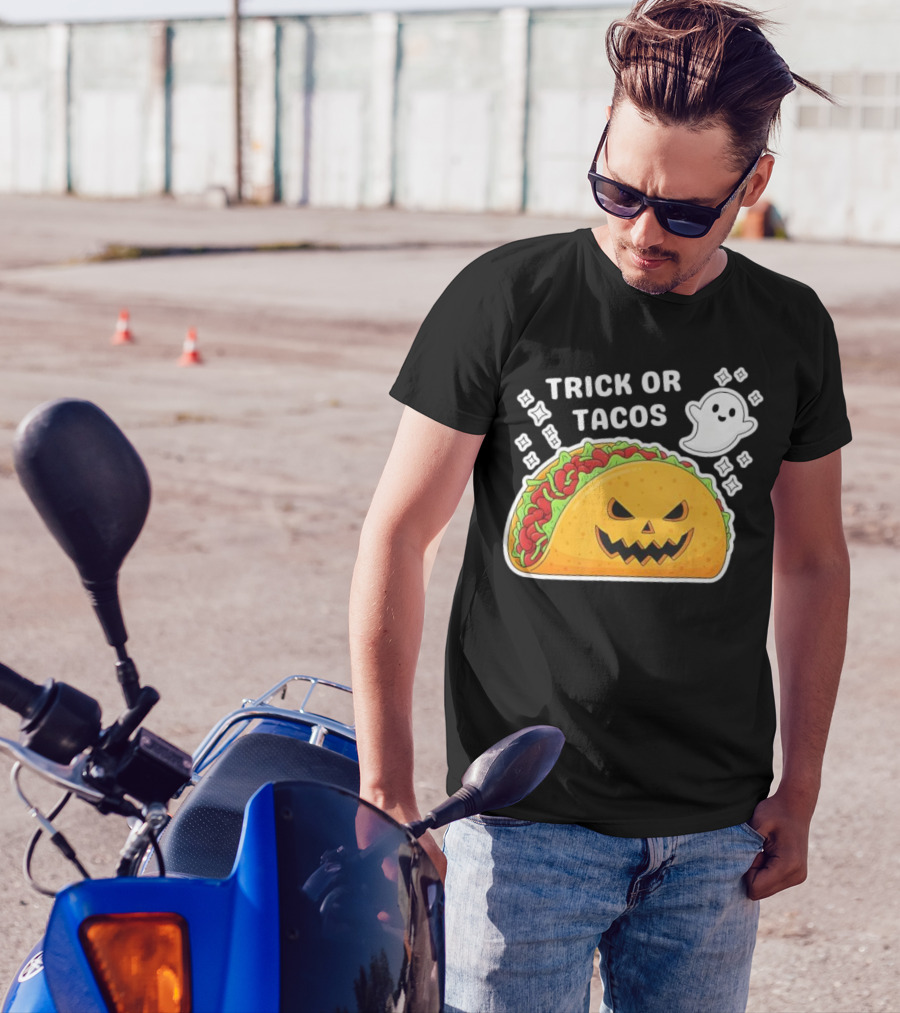Trick Or Tacos Spooky Jack-o-lantern Halloween Mexican Food T-Shirt