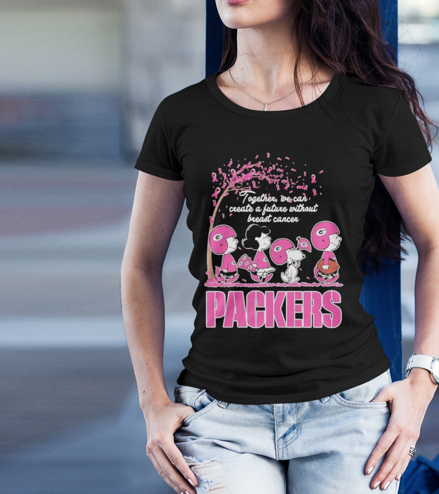 Together We Can Create A Future Without Breast Cancer Packers And Peanuts Collaboration T-Shirt