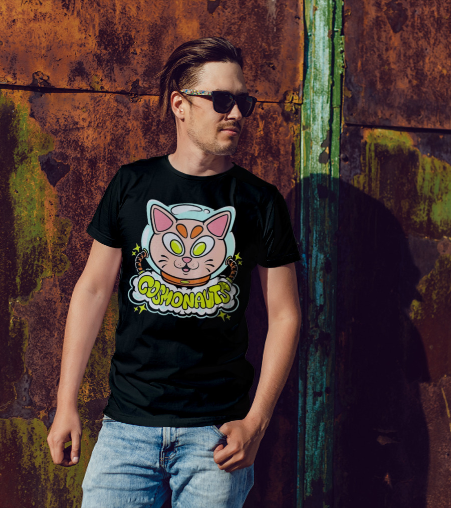 Cosmonauts Sylvester Space Cat Cartoon Logo T-Shirt