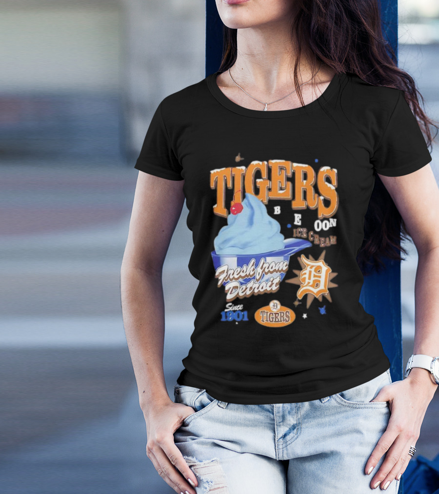 Tigers Blue Moon Ice Cream Fresh From Detroit Since 1901 T-Shirt