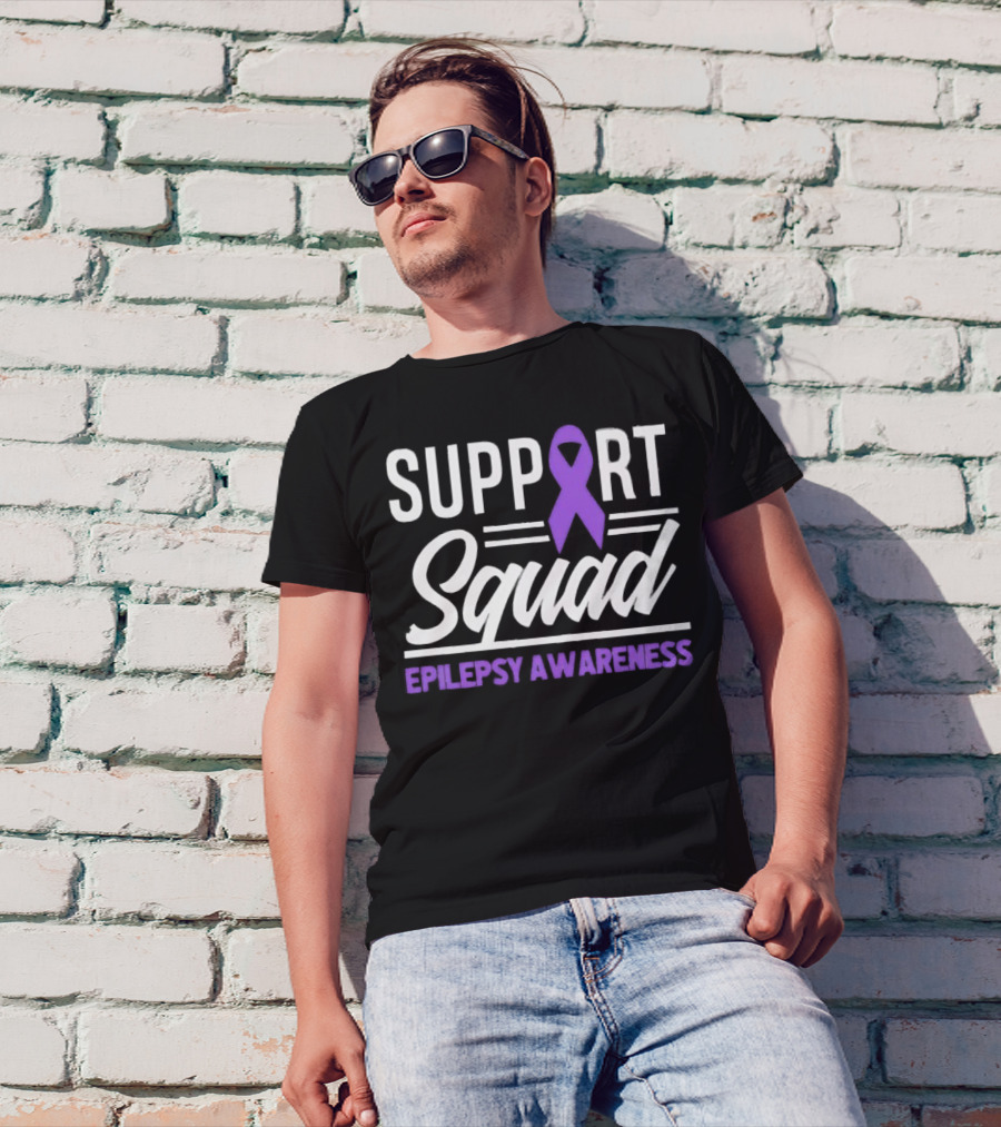 Support Squad Epilepsy Awareness Purple Ribbon T-Shirt