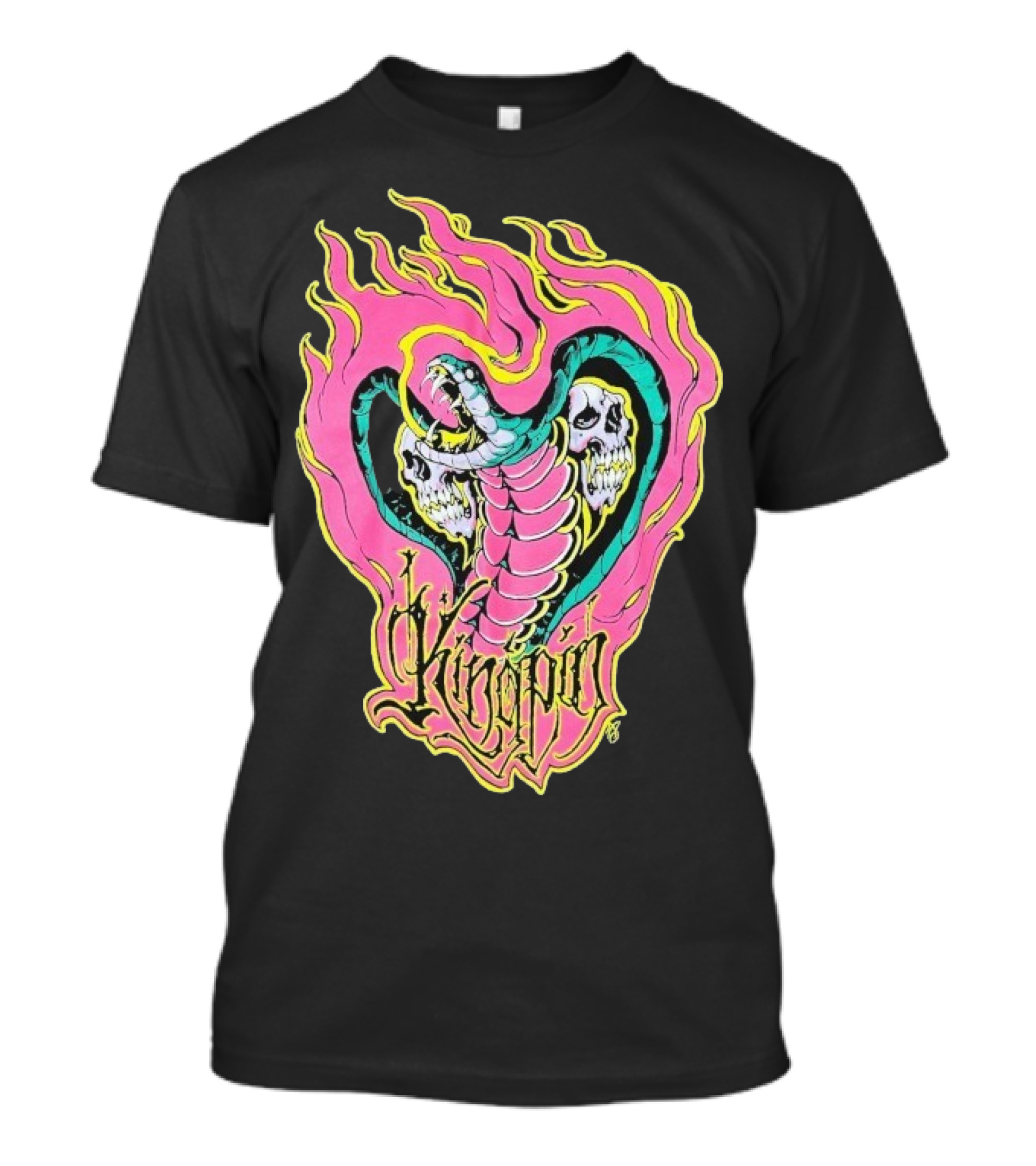 Kingpin Cobra Snake With Skulls And Flames T-Shirt