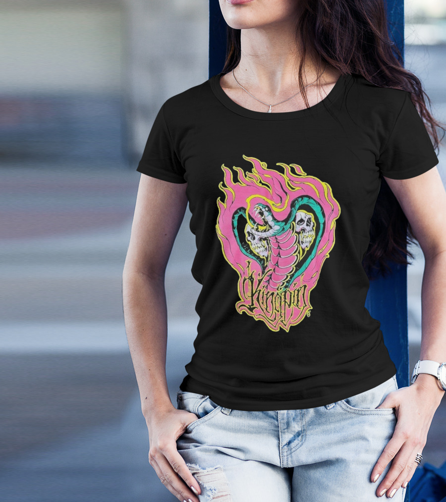 Kingpin Cobra Snake With Skulls And Flames T-Shirt