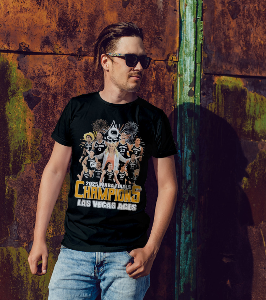 2025 WNBA Finals Champions Las Vegas Aces Team Celebration T-Shirt