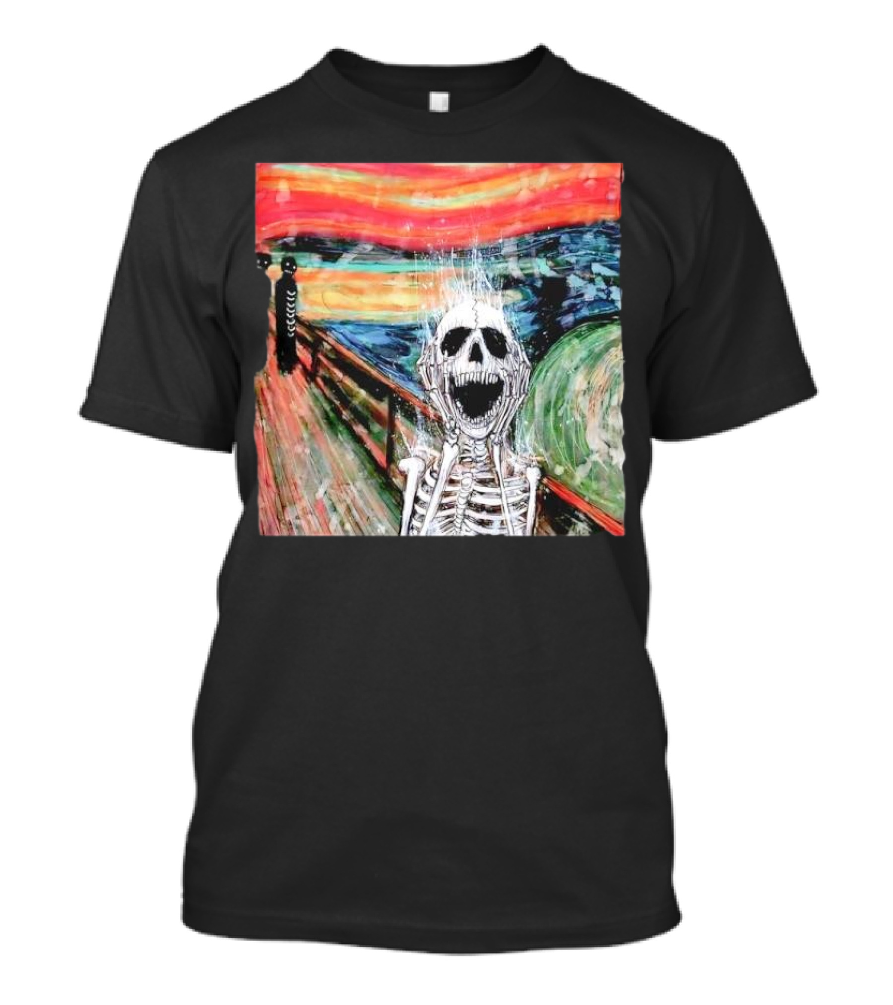 Skeleton Scream Edvard Munch Style Famous Painting Parody T-Shirt