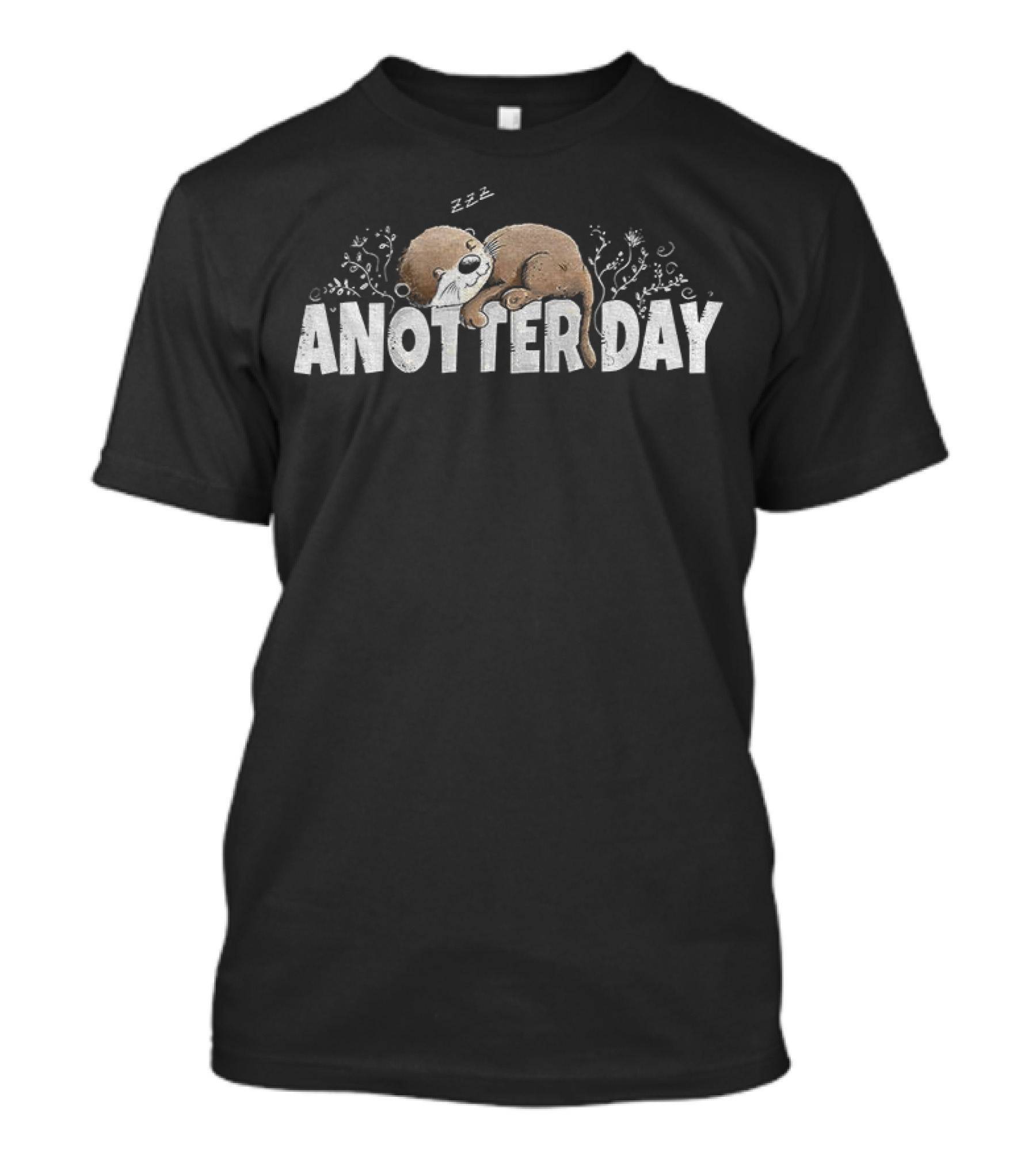 Anotter Day Otter Sleeping With Plants And Zzz T-Shirt