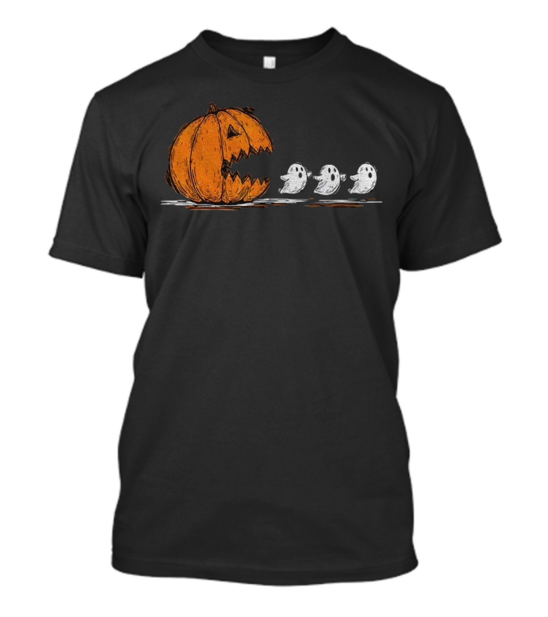 Pumpkin Chasing Ghosts Spooky Season Funny Halloween Vintage T-Shirt