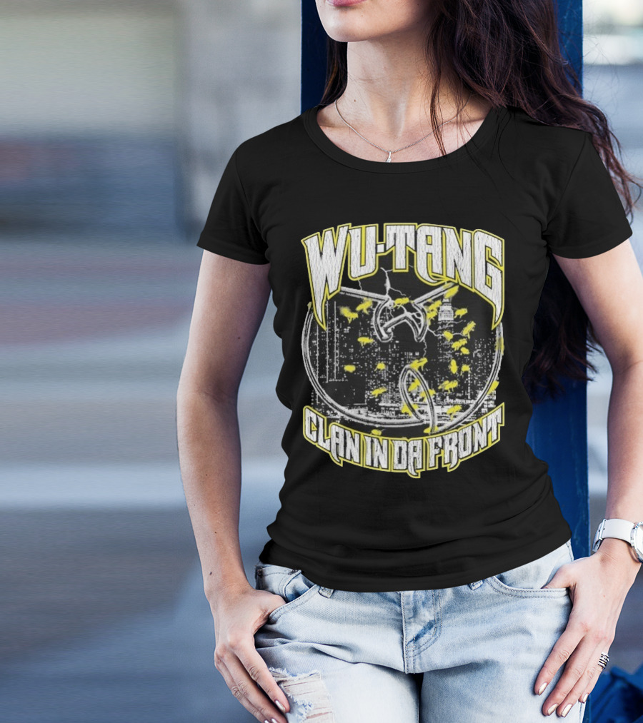 Wu-Tang Clan In Da Front City Skyline Yellow Bats T-Shirt