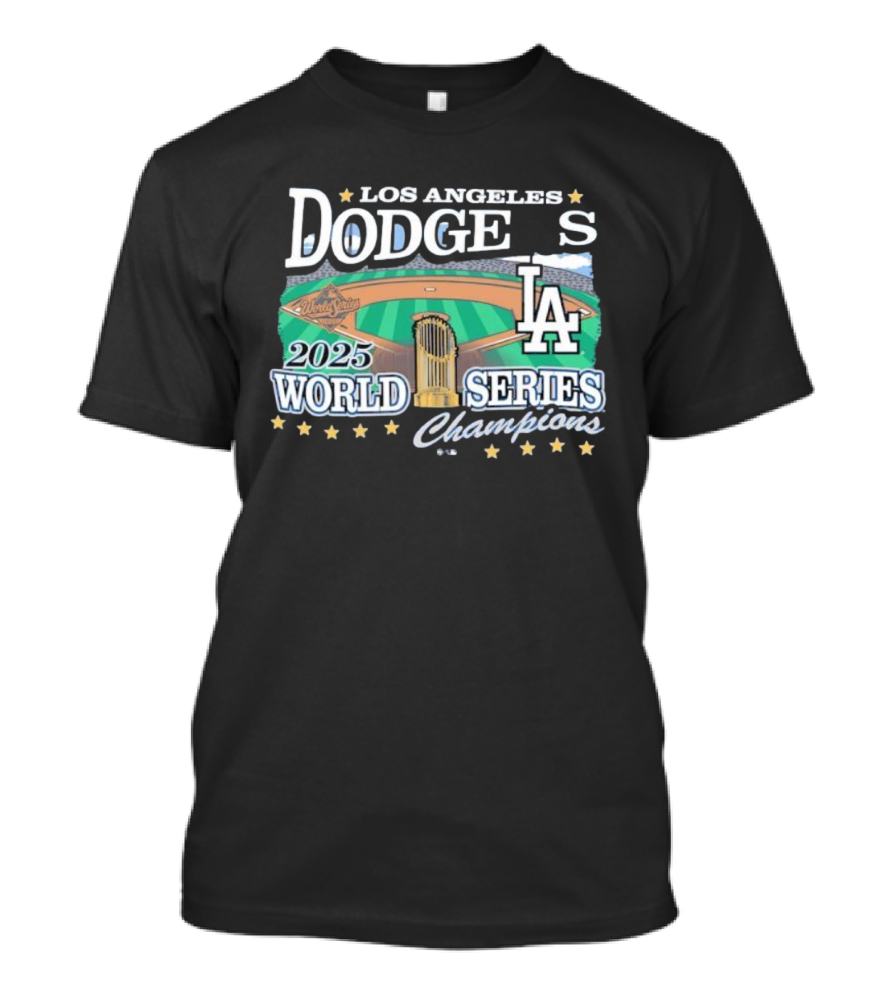 Los Angeles Dodgers 2025 World Series Champions LA Logo Stadium Imagery T-Shirt