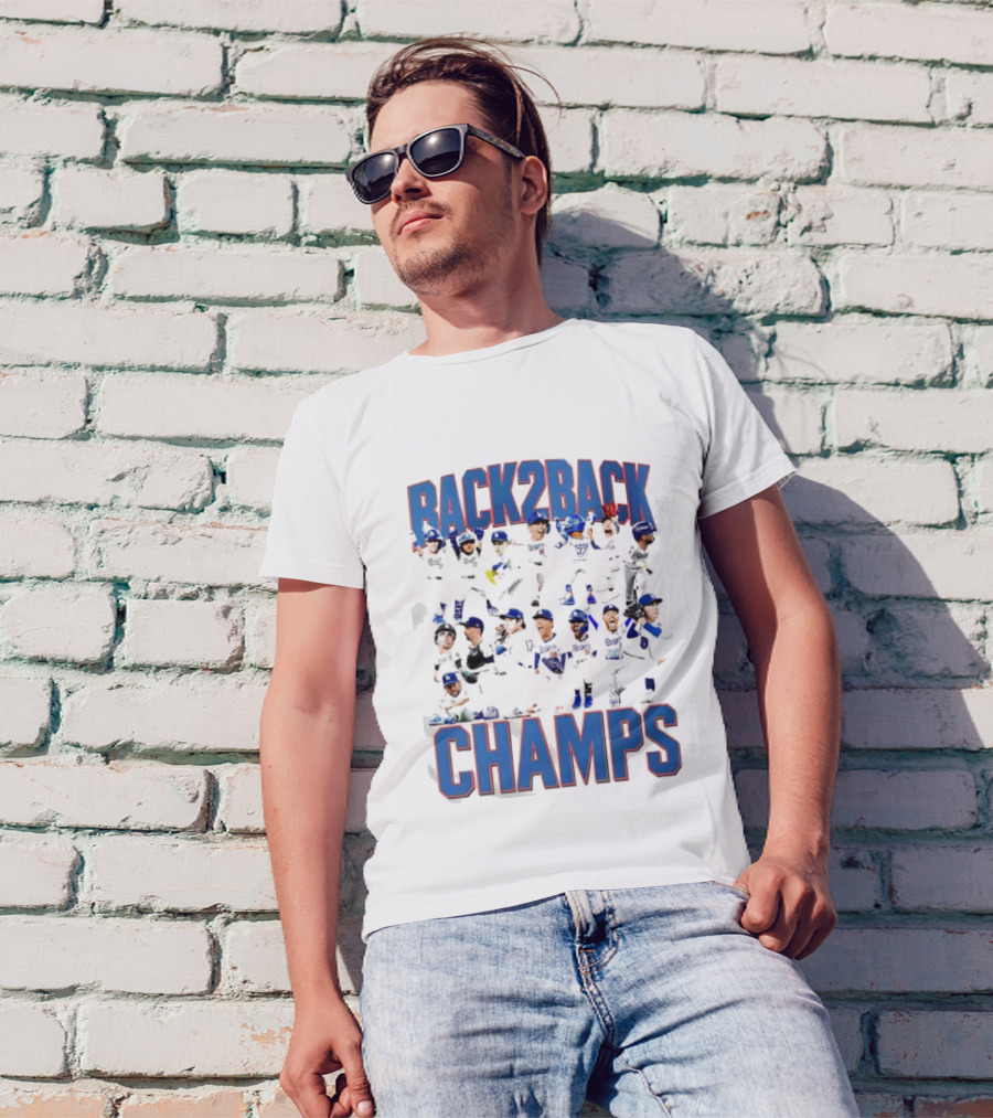 Back 2 Back LA Dodgers Champs Team Celebration T-Shirt