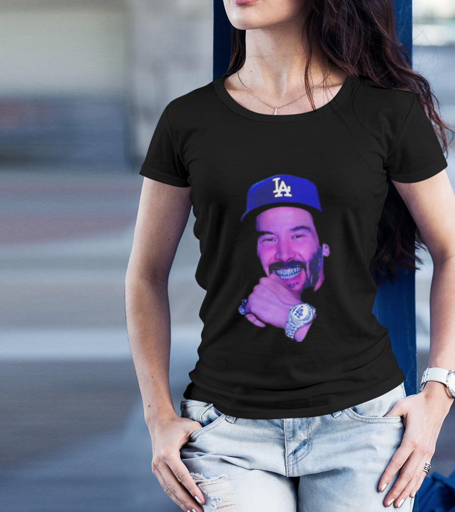 LA Dodgers Keanu Reeves Diamond Grill Bling T-Shirt