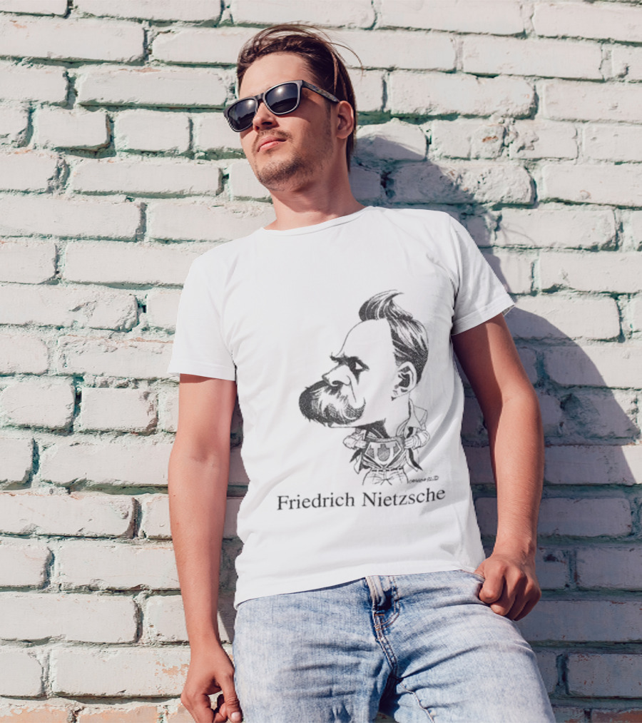 Friedrich Nietzsche Caricature Silhouette Image T-Shirt