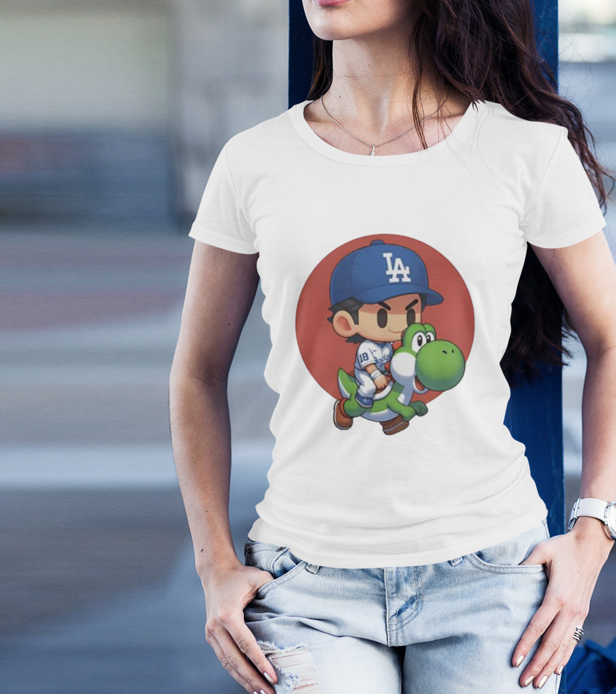 Yoshiiiiiii Natural Top Doyers Dave Yoshinobu LA Baseball Yoshi Riding 18 T-Shirt