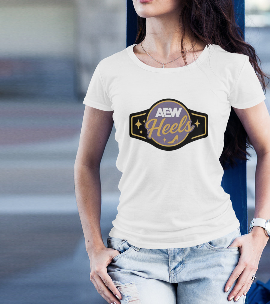 AEW Heels Belt High Heel Stars T-Shirt