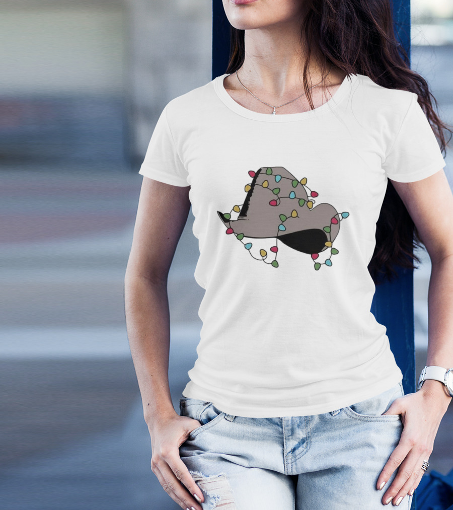 Dwight Yoakam Christmas Light Cowboy Hat Holiday String Lights T-Shirt