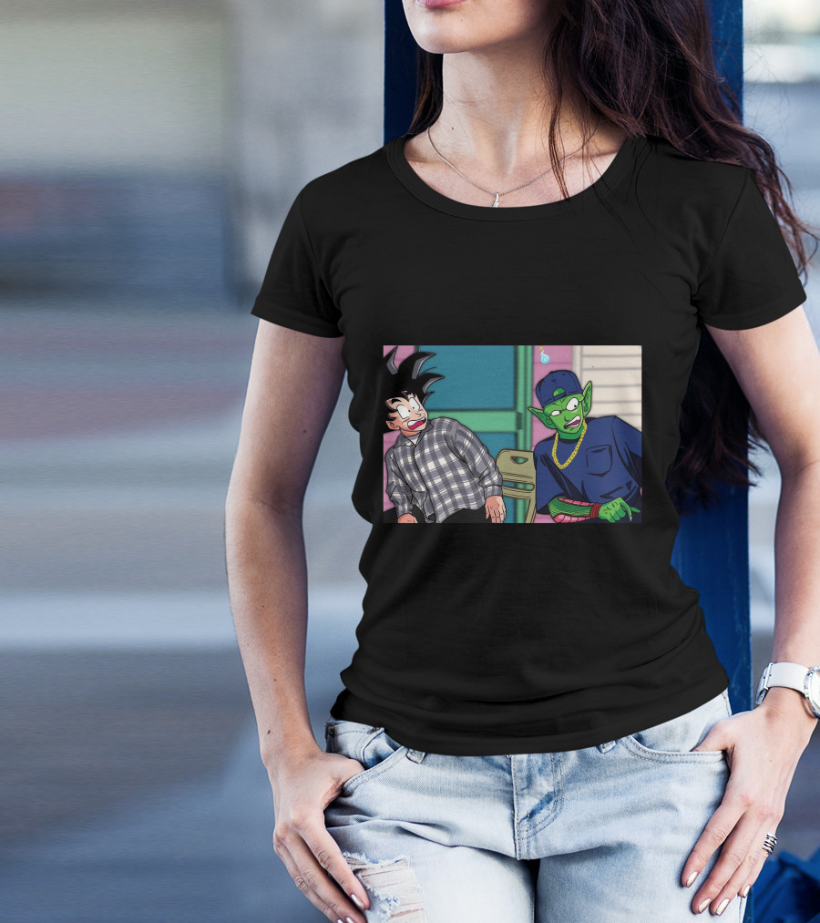 Goku And Piccolo Damn Friday Crossover Plaid Shirt Gold Chain Hat T-Shirt